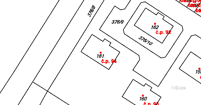 Dolní Orlice 94, Červená Voda na parcele st. 161 v KÚ Dolní Orlice, Katastrální mapa
