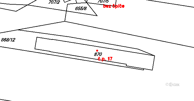 Řetenice 17, Teplice na parcele st. 870 v KÚ Teplice-Řetenice, Katastrální mapa