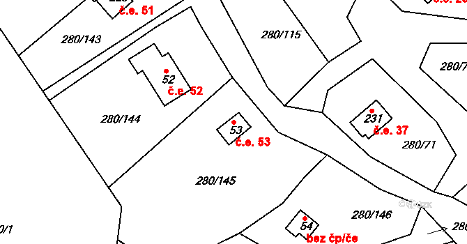 Skalka 53, Cheb na parcele st. 53 v KÚ Skalka u Chebu, Katastrální mapa