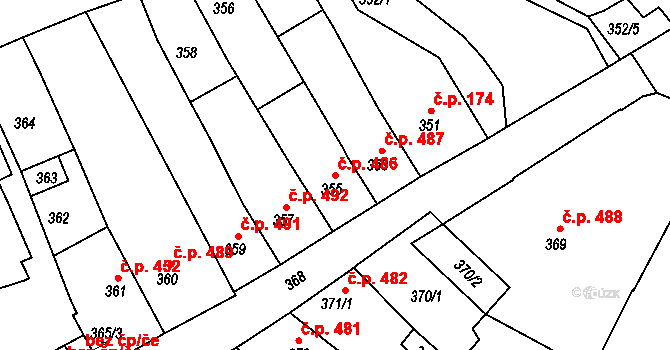 Turnov 486 na parcele st. 355 v KÚ Turnov, Katastrální mapa
