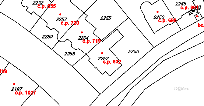 Nusle 632, Praha na parcele st. 2252 v KÚ Nusle, Katastrální mapa