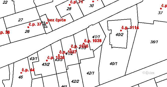Ruzyně 1038, Praha na parcele st. 41/3 v KÚ Ruzyně, Katastrální mapa
