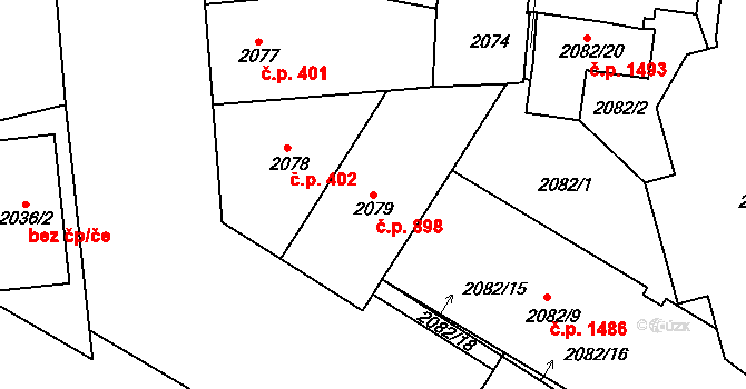 Vršovice 898, Praha na parcele st. 2079 v KÚ Vršovice, Katastrální mapa