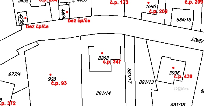 Kryblice 347, Trutnov na parcele st. 3263 v KÚ Trutnov, Katastrální mapa