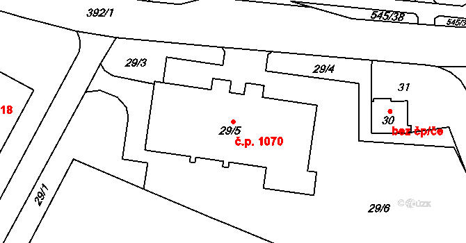 Šumbark 1070, Havířov na parcele st. 29/5 v KÚ Šumbark, Katastrální mapa