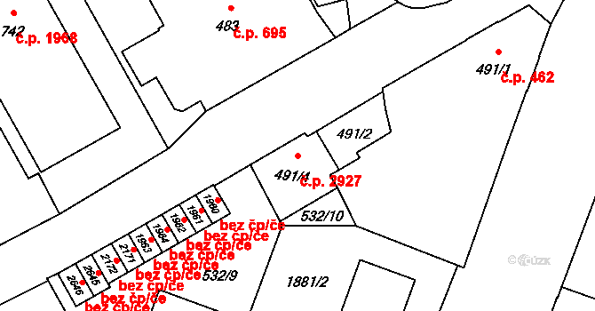 Šumperk 2927 na parcele st. 491/4 v KÚ Šumperk, Katastrální mapa