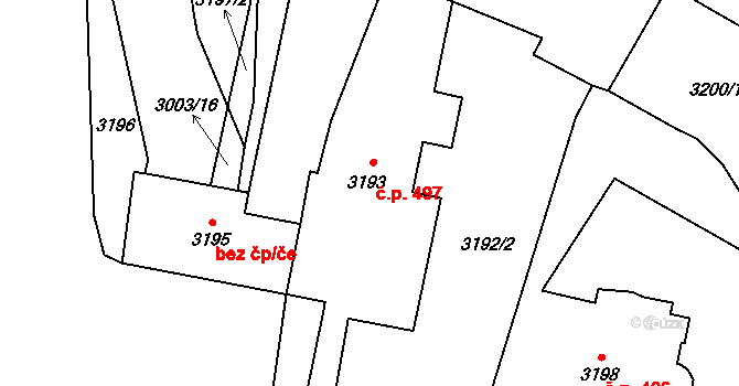 Lipence 497, Praha na parcele st. 3193 v KÚ Lipence, Katastrální mapa