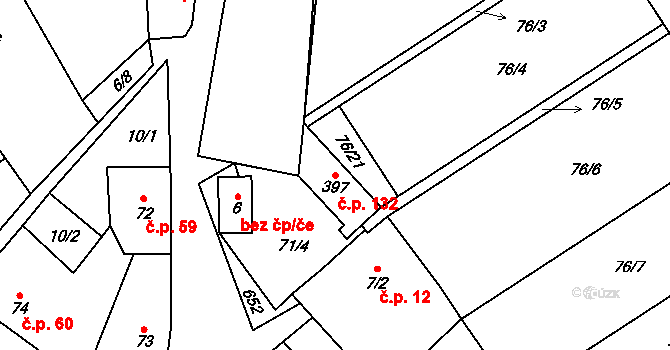 Stradonice 132, Nižbor na parcele st. 397 v KÚ Stradonice u Nižboru, Katastrální mapa