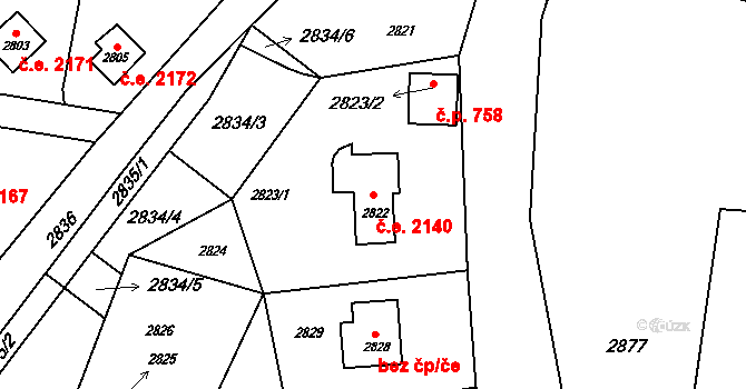 Horní Těrlicko 2140, Těrlicko na parcele st. 2822 v KÚ Horní Těrlicko, Katastrální mapa