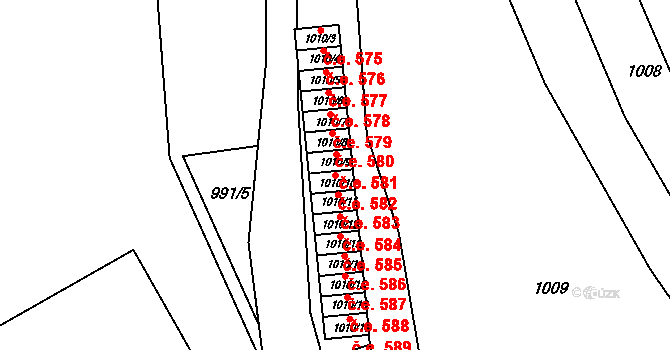 Štětí 582 na parcele st. 1010/10 v KÚ Štětí I, Katastrální mapa