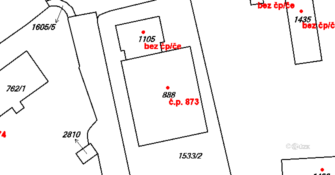 Nýrsko 873 na parcele st. 888 v KÚ Nýrsko, Katastrální mapa