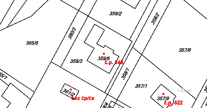 Nová Bělá 549, Ostrava na parcele st. 359/6 v KÚ Nová Bělá, Katastrální mapa