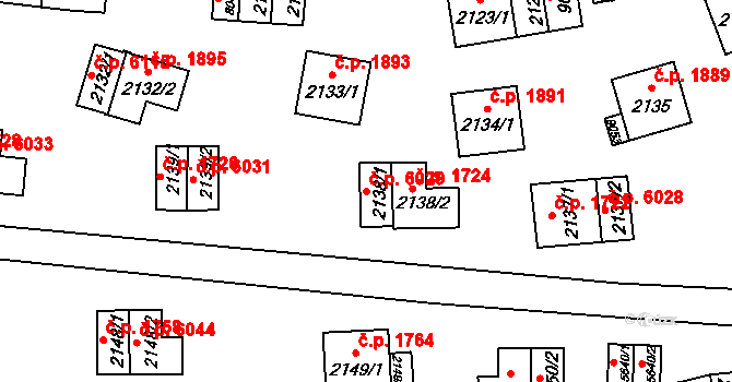 Zlín 6029 na parcele st. 2138/1 v KÚ Zlín, Katastrální mapa