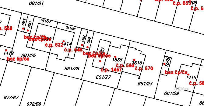 Rosice 1457 na parcele st. 2380 v KÚ Rosice u Brna, Katastrální mapa