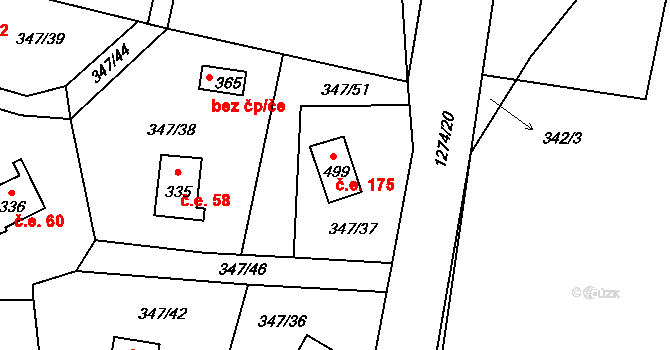 Koloděje nad Lužnicí 175, Týn nad Vltavou na parcele st. 499 v KÚ Koloděje nad Lužnicí, Katastrální mapa