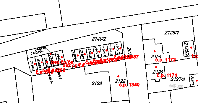 Rumburk 1 560, Rumburk na parcele st. 2140/10 v KÚ Rumburk, Katastrální mapa