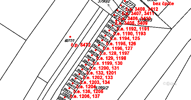 Zlín 129,1198 na parcele st. 5647/9 v KÚ Zlín, Katastrální mapa