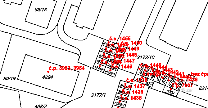 Zlín 1453 na parcele st. 4374/3 v KÚ Zlín, Katastrální mapa