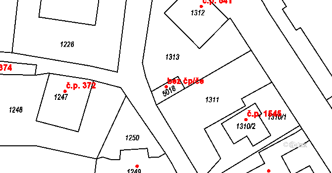 Žamberk 39450660 na parcele st. 5018 v KÚ Žamberk, Katastrální mapa
