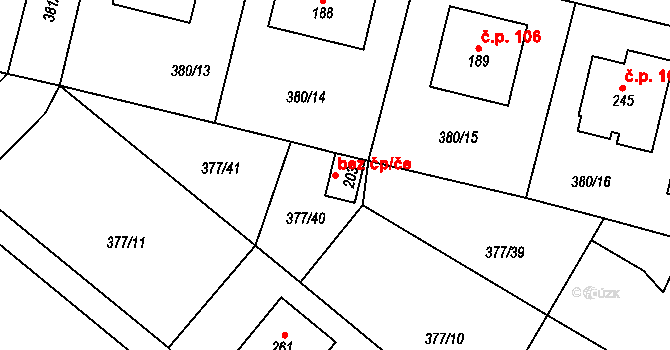 Rabštejnská Lhota 43754660 na parcele st. 203 v KÚ Rabštejnská Lhota, Katastrální mapa