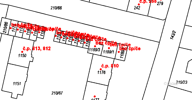 Starý Plzenec 43922660 na parcele st. 1189/3 v KÚ Starý Plzenec, Katastrální mapa