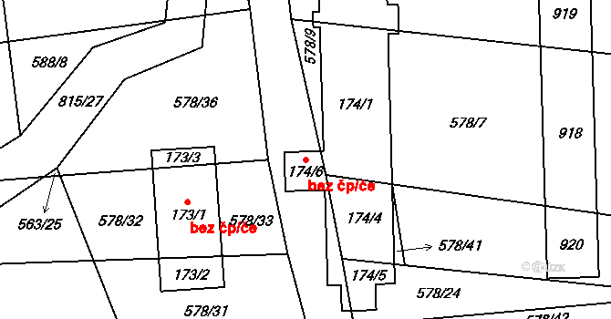 Úsobrno 44037660 na parcele st. 174/1 v KÚ Úsobrno, Katastrální mapa