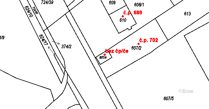 Sokolov 44402660 na parcele st. 607/4 v KÚ Sokolov, Katastrální mapa