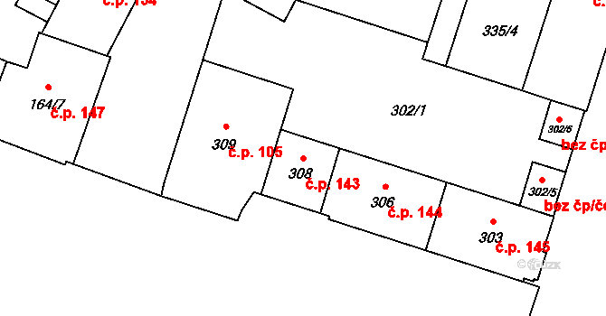 Město 143, Opava na parcele st. 308 v KÚ Opava-Město, Katastrální mapa