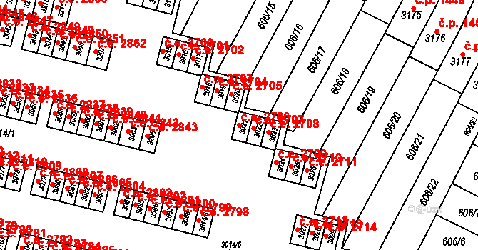 Podlesí 2706, Havířov na parcele st. 3021 v KÚ Bludovice, Katastrální mapa
