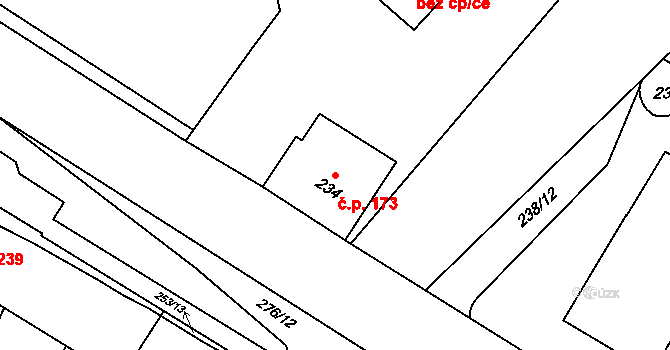 Pustiměř 173 na parcele st. 234 v KÚ Pustiměř, Katastrální mapa