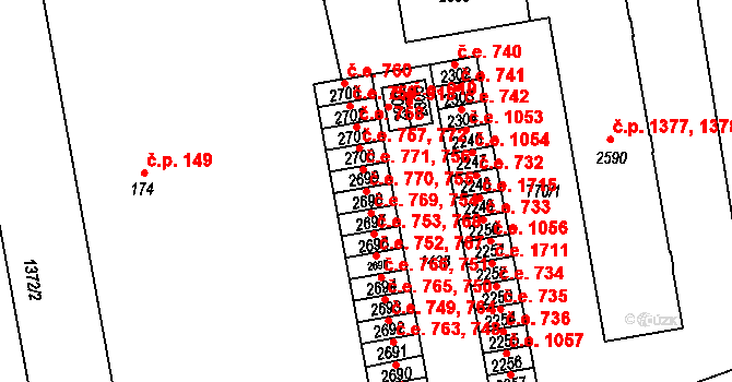 Blansko 755,770 na parcele st. 2698 v KÚ Blansko, Katastrální mapa