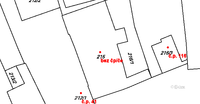 Tovéř 50361660 na parcele st. 215 v KÚ Tovéř, Katastrální mapa