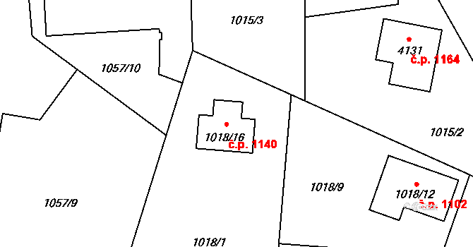 Sadská 1140 na parcele st. 1018/16 v KÚ Sadská, Katastrální mapa