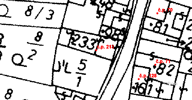 Bernartice 213 na parcele st. 233 v KÚ Bernartice u Milevska, Katastrální mapa