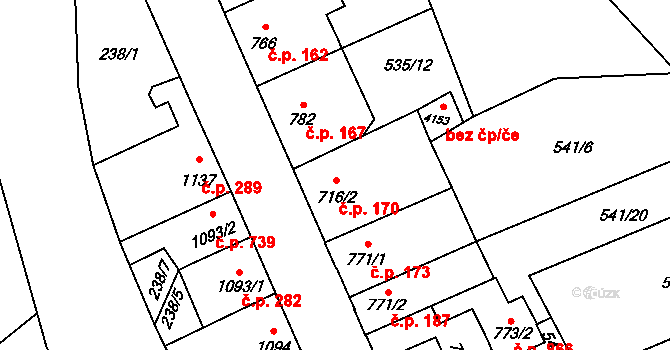 Beroun-Závodí 170, Beroun na parcele st. 716/2 v KÚ Beroun, Katastrální mapa