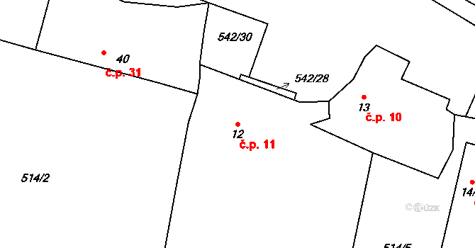 Skrýchov u Opařan 11, Opařany na parcele st. 12 v KÚ Skrýchov u Opařan, Katastrální mapa