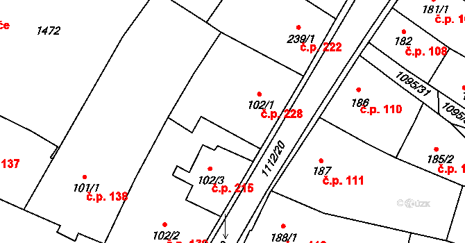 Kdyně 228 na parcele st. 102/1 v KÚ Kdyně, Katastrální mapa