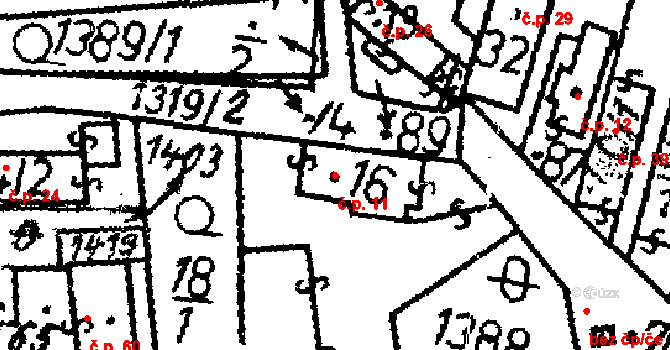 Kokořov 11, Žinkovy na parcele st. 16 v KÚ Kokořov, Katastrální mapa