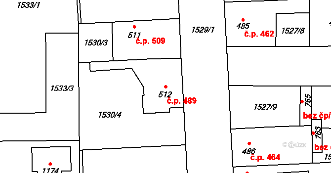 Sezemice 489 na parcele st. 512 v KÚ Sezemice nad Loučnou, Katastrální mapa