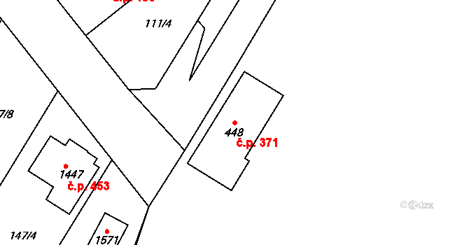 Pardubičky 371, Pardubice na parcele st. 448 v KÚ Pardubičky, Katastrální mapa