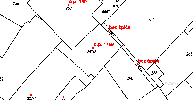 Mikulov 1769 na parcele st. 257/2 v KÚ Mikulov na Moravě, Katastrální mapa