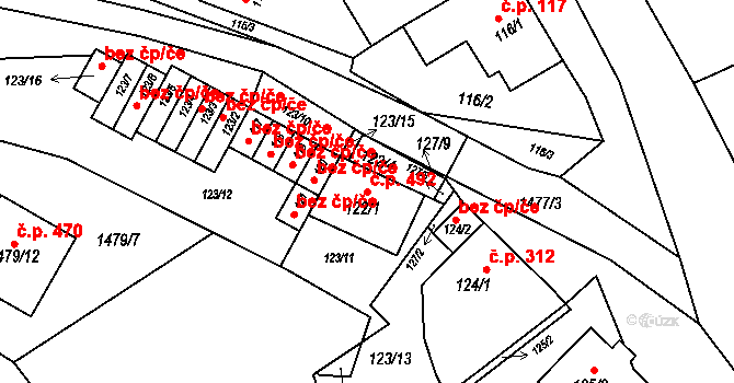Bošovice 492 na parcele st. 122/1 v KÚ Bošovice, Katastrální mapa