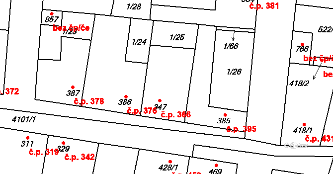 Lenešice 366 na parcele st. 347 v KÚ Lenešice, Katastrální mapa