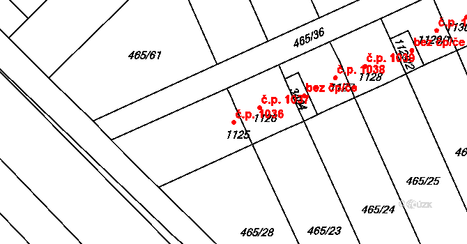 Bystřice pod Hostýnem 1036 na parcele st. 1125 v KÚ Bystřice pod Hostýnem, Katastrální mapa