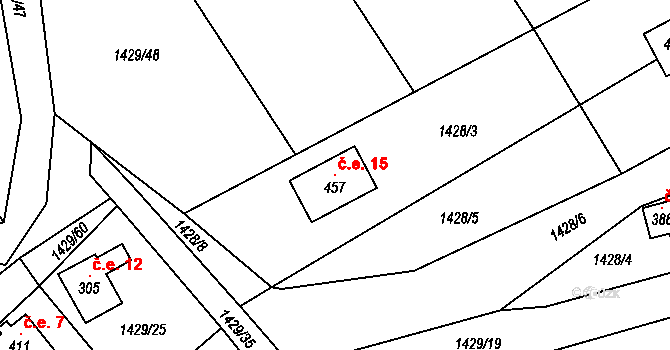 Čepinec 15, Žinkovy na parcele st. 457 v KÚ Žinkovy, Katastrální mapa