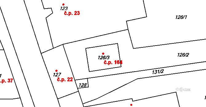 Citonice 164 na parcele st. 126/3 v KÚ Citonice, Katastrální mapa