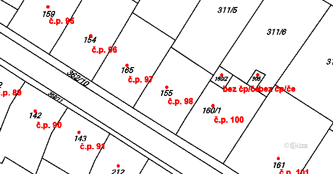 Mramotice 98, Znojmo na parcele st. 155 v KÚ Mramotice, Katastrální mapa