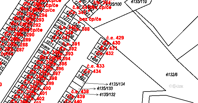 Počátky 431 na parcele st. 1497 v KÚ Počátky, Katastrální mapa