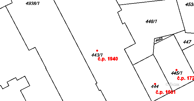 Přerov I-Město 1940, Přerov na parcele st. 443/1 v KÚ Přerov, Katastrální mapa