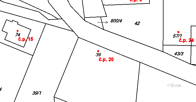 Hranice IX-Uhřínov 20, Hranice na parcele st. 39 v KÚ Uhřínov u Hranic, Katastrální mapa